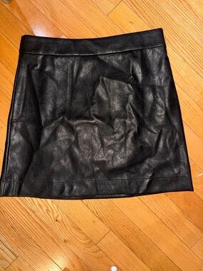 J. Crew Factory Black Faux Leather Mini Skirt